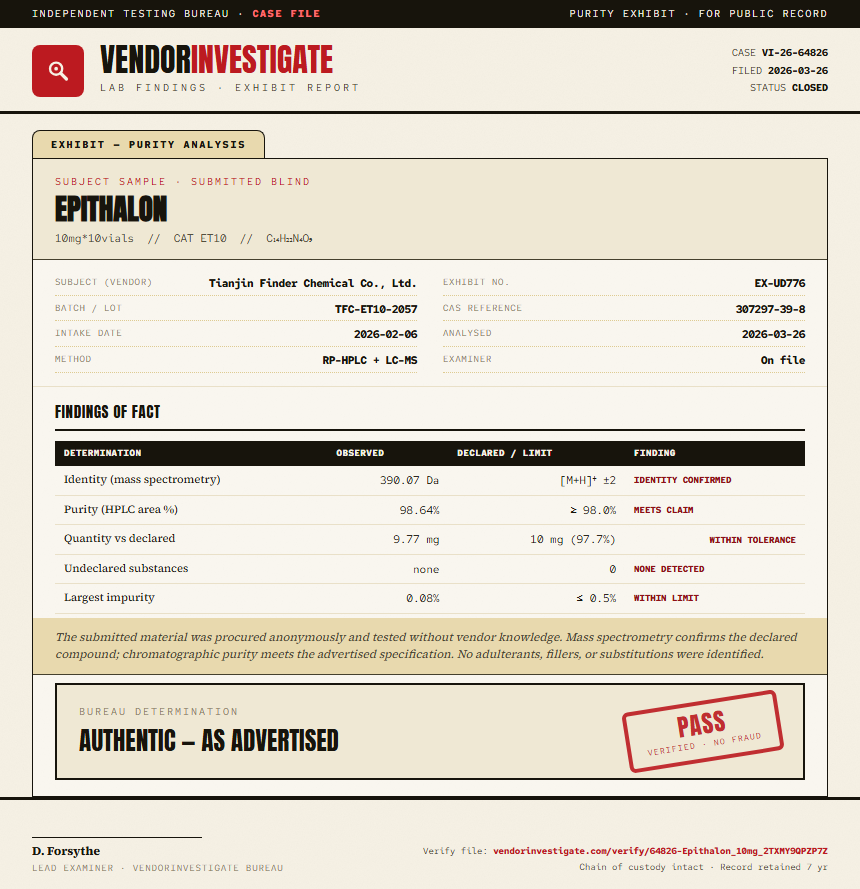 Epithalon Purity (HPLC) report by VendorInvestigator